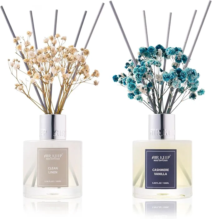 Exceptional Airkeep Reed Diffuser 3.38 oz 2pk Clean Linen Cashmere Vanilla Scented Reed Original