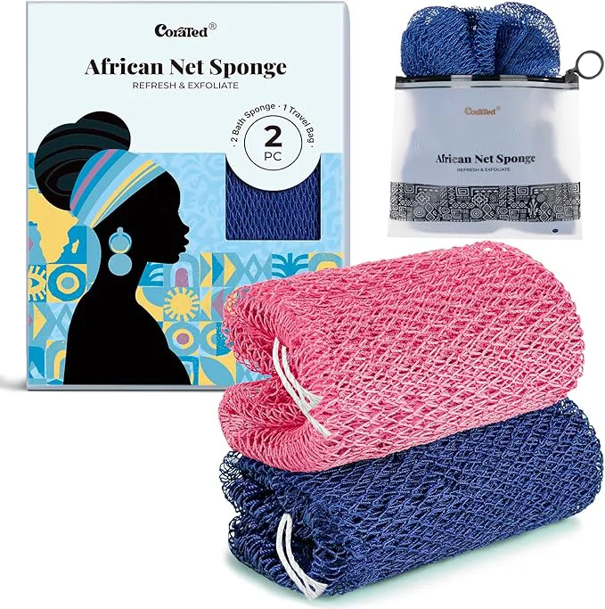 Selected CORATED African Net Sponge Shower Loofah Exfoliating Bath Sponge Safe