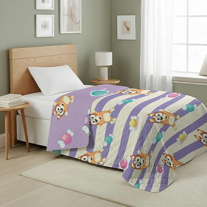 Exceptional Northwest Bluey Bingo Candy Land Quilted Throw Blanket – Cartoon Throw Blanket Featuring Bluey for Adults Boys Girls Bed Couch or Playroom 60 x 80 Inches High-Performance