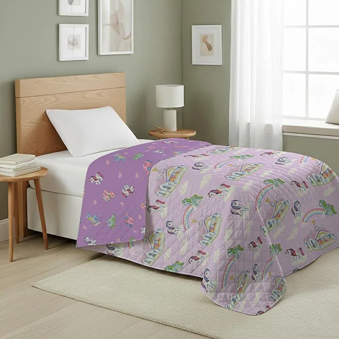 Minimalist Northwest My Little Pony Vintage Pony Party Quilted Throw Blanket – Fleece Blanket Featuring Classic Ponies Soft Lightweight Bedding for Bed or Couch 60 x 80 Inches Elite