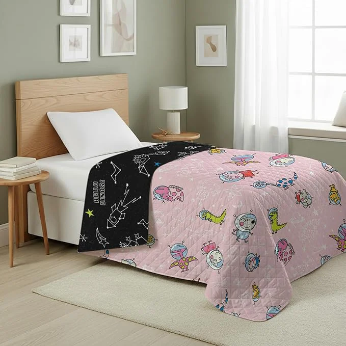 Optimized Northwest Peppa Pig Dino Stars Quilted Blanket Comfy Throw Lightweight Bedding for Bed Couch or Sleepovers 60 x 80 inches Solid