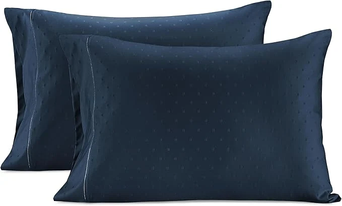 Proven LANE LINEN Pillows Queen Size Set of 2 Soft Egyptian Cotton Cool amp Smooth 1000 Thread Count Pillow Cases - Swiss Dot - Estate Blue High-Grade
