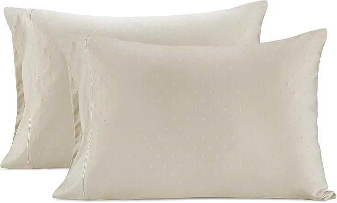Dependable LANE LINEN Pillow Case Covers King Set of 2 Egyptian Cotton Sateen Soft Cool amp Smooth 1000 Thread Count Pillow Cases - Swiss Dot - Ivory Effective