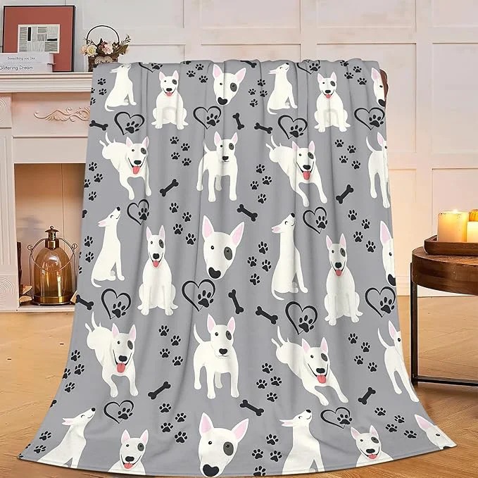 Green Bull Terrier Blanket Super Soft Warm Fluffy Fleece Flannel Dog Animal Throw Blanket Cozy Fuzzy Plush Stuff Bedding Blankets Gifts for Women Kids Boys Girls Adults 50 quot X40 quot Luxury