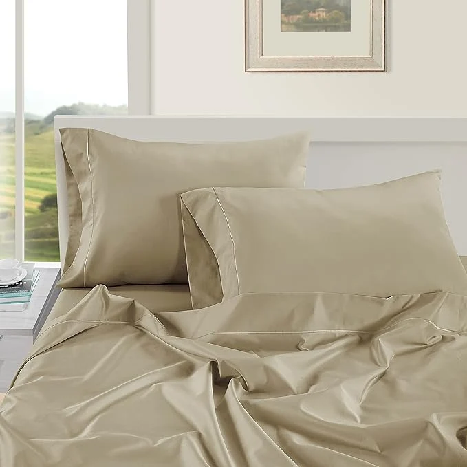 Breathable LANE LINEN Pillow Case Covers King Set of 2 Egyptian Cotton Sateen Soft Cool amp Smooth 1000 Thread Count Cases - Linen Easy-to-Use