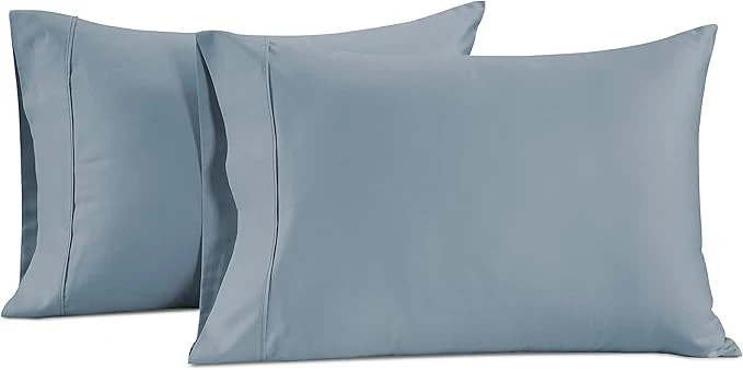 Durable LANE LINEN Pillow Case Covers King Set of 2 Egyptian Cotton Sateen Soft Cool amp Smooth 1000 Thread Count Cases - French Blue Crafted