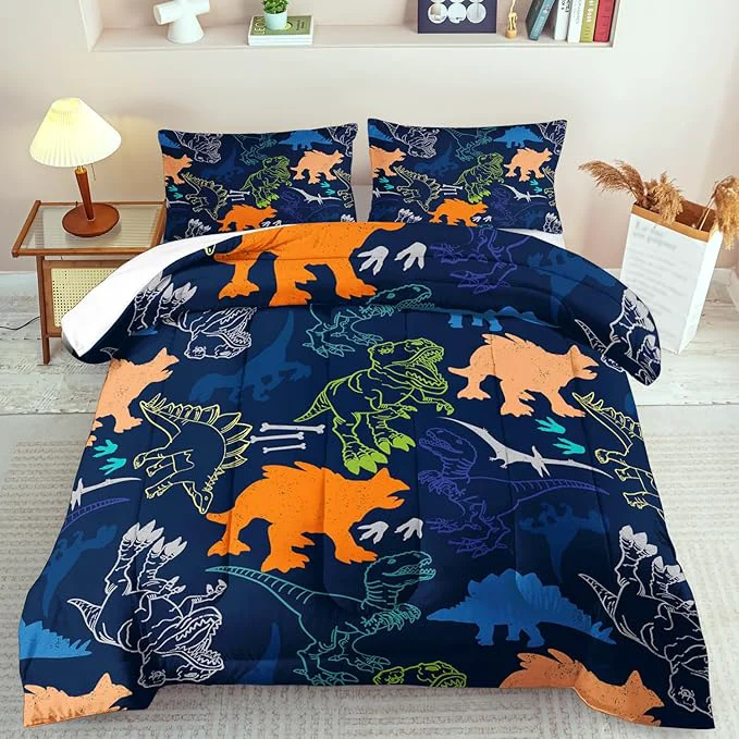 Prestigious Blue Dinosaur Comforter Set Queen Boys Cute Dinosaur Bedding Set Queen for Kids Kawaii Dragon Comforter Blue Bedroom Decor Cute Animal Bedding Kawaii Animal Quilt Boys Premium