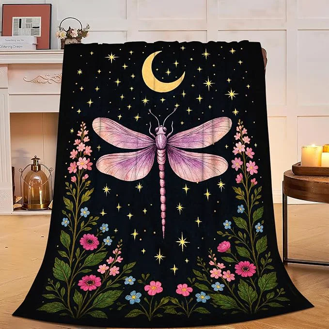 Professional Gothic Dragonfly Blanket Super Soft Warm Fluffy Fleece Flannel Insect Throw Blanket Cozy Fuzzy Plush Stuff Bedding Blankets Gifts for Women Kids Boys Girls Adults 80 quot X60 quot Exclusive