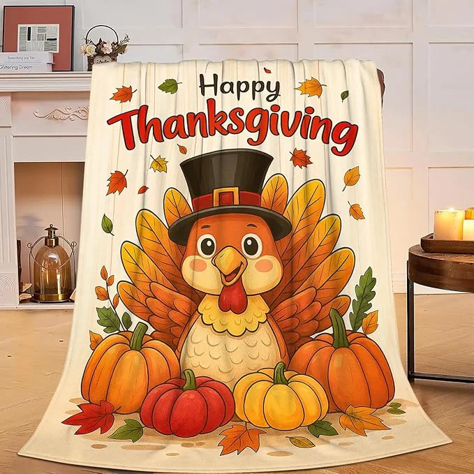 Next-Generation Thanksgiving Turkey Blanket Super Soft Warm Fluffy Fleece Flannel Throw Blanket Cozy Fuzzy Plush Stuff Bedding Blankets Gifts for Women Kids Boys Girls Adults 50 quot X40 quot Premium
