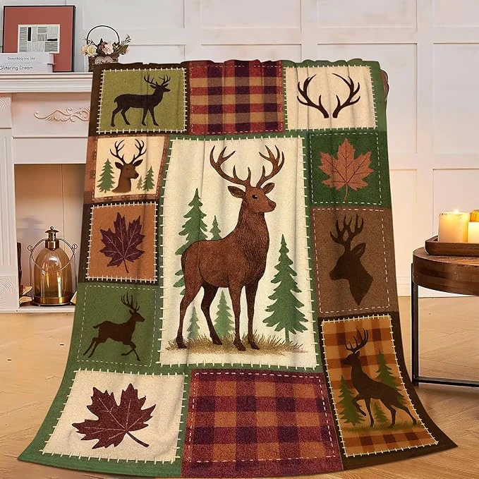 Cabin Deer Blanket Super Soft Warm Fluffy Fleece Flannel Hunter Animal Throw Blanket Cozy Fuzzy Plush Stuff Bedding Blankets Gifts for Women Kids Boys Girls Adults 60 quot X50 quot Minimalist