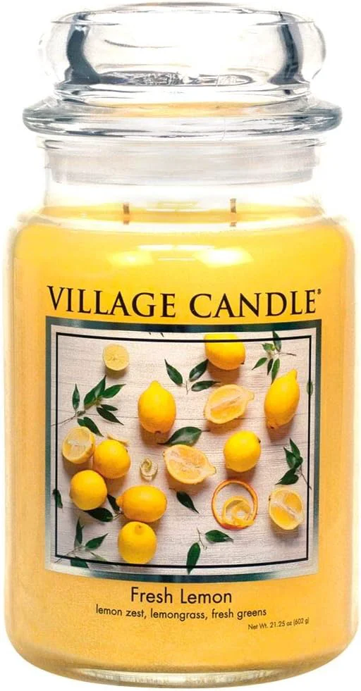 Eco-Friendly Village Candle Fresh Lemon Large Apothecary Jar Scented Candle 21.25 oz. Practical