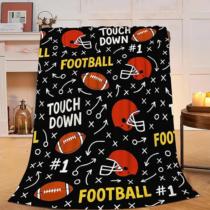American Football Blanket Super Soft Warm Fluffy Fleece Flannel Ball Sports Throw Blanket Cozy Fuzzy Plush Football Stuff Bedding Blankets Gifts for Teens Boys Kids Women Girls Adults 60 quot X50 quot Fine Crafted