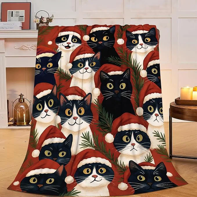 Christmas Cat Blanket Super Soft Warm Fluffy Fleece Flannel Animal Throw Blanket Cozy Fuzzy Plush Stuff Bedding Blankets Gifts for Women Kids Boys Girls Adults 60 quot X50 quot Excellent