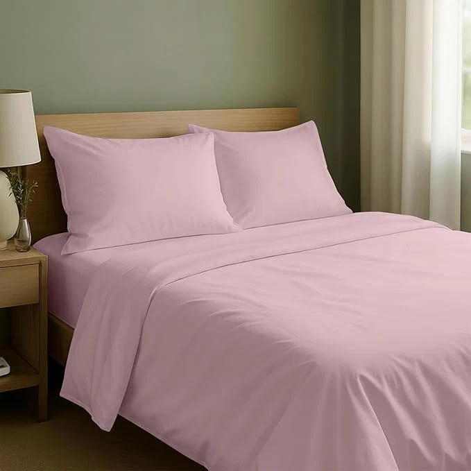 Premium Material California Design Den King Size Sheets Set - Natural Cotton Bed Sheets King Size with Deep Pockets Soft Sateen Weave Breathable and Durable Bedding Set Pink Fine Crafted
