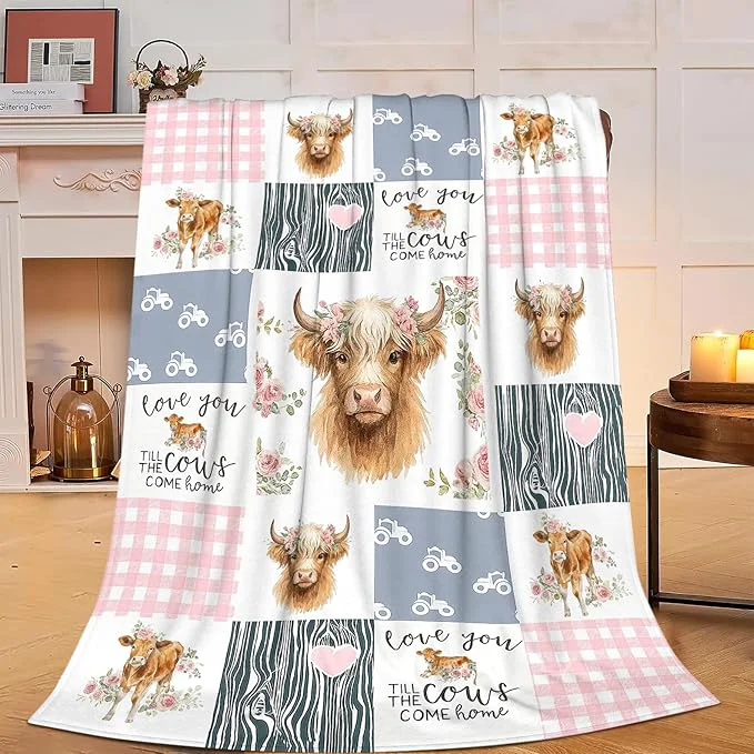 User-Friendly Highland Cow Blanket Super Soft Warm Fluffy Fleece Flannel Cattle Animal Throw Blanket Cozy Fuzzy Plush Stuff Bedding Blankets Gifts for Women Kids Boys Girls Adults 80 quot X60 quot Official