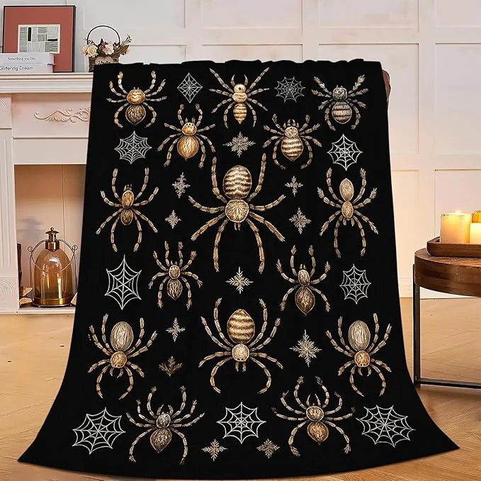 Easy-to-Use Gothic Spider Blanket Super Soft Warm Fluffy Fleece Flannel Insect Throw Blanket Cozy Fuzzy Plush Stuff Bedding Blankets Gifts for Women Kids Boys Girls Adults 80 quot X60 quot Breathable