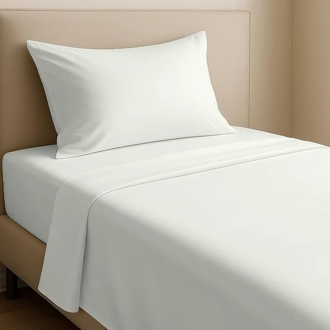 Enhanced California Design Den Twin XL Bed Sheets Set - Natural Cotton Sheets with 12 quot Pockets Soft Sateen Weave Breathable and Durable Bedding Set for Dorm Rooms College Ivory Eggshell Next-Generation