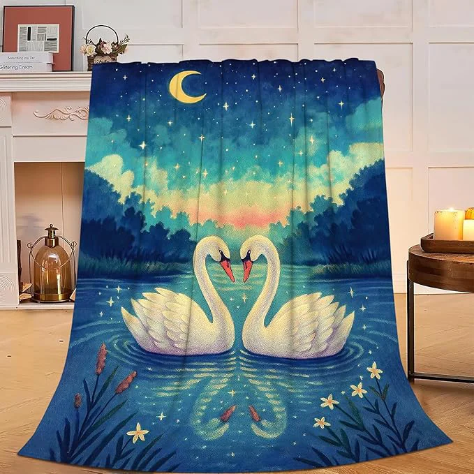 Casual Swan Blanket Super Soft Warm Fluffy Fleece Flannel Animal Throw Blanket Cozy Fuzzy Plush Stuff Bedding Blankets Gifts for Women Kids Boys Girls Adults 80 quot X60 quot Prestigious