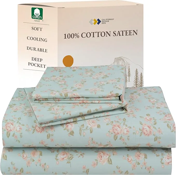 Luxury California Design Den Vintage Rose Sheet Set Full Size Bed Sheets Set Cotton Deep Pocket Full Sheets amp Pillowcase Set Soft Sateen Weave - Vintage Rose Stylish