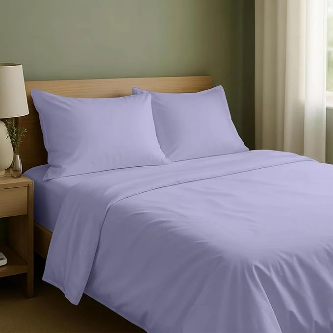 Responsible California Design Den King Size Sheets Set - Natural Cotton Sheets King Soft Sateen Weave Fully Elasticized Deep Pockets Breathable and Durable Bedding - Lavender Flexible