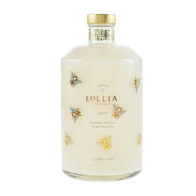 Unique LOLLIA Wish Bubble Bath 33.8 fl oz Vanilla Bean Rice Flower Jasmine Leaves Trendy