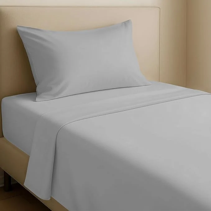 Environmentally Friendly California Design Den Natural Cotton Sheets Twin XL Size Set - Soft Sateen Weave Twin XL Sheets with 12 quot Pockets Breathable and Durable Bedding for Dorm Rooms College Light Grey Excellent