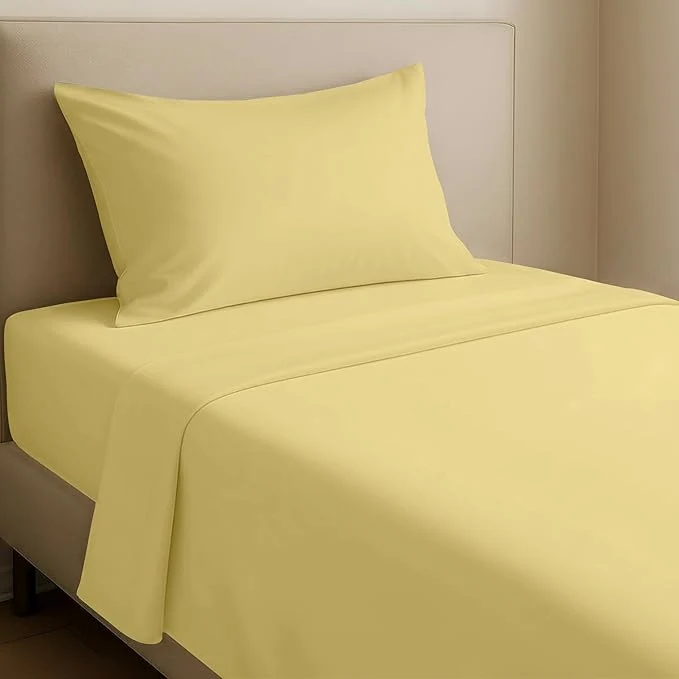Trusted California Design Den Twin XL Bed Sheets Set - Natural Cotton Sheets with 12 quot Pockets Soft Sateen Weave Breathable and Durable Bedding Set for Dorm Rooms College Buttery Yellow Comfortable