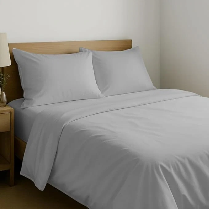 Fashionable California Design Den King Size Sheets Set - Natural Cotton Sheets King Size with Deep Pockets Soft Sateen Weave Breathable and Durable Bedding Set Light Grey Top-Quality