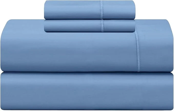 Versatile Feather amp Stitch 500 TC Full Size 4pc Damask Bed Sheet Set Soft Cotton Breathable Bedsheets 18 quot Deep Pockets Sateen Weave Striped Bedding Mattress Resort Hotel Luxury Decor - Mist Blue Authentic