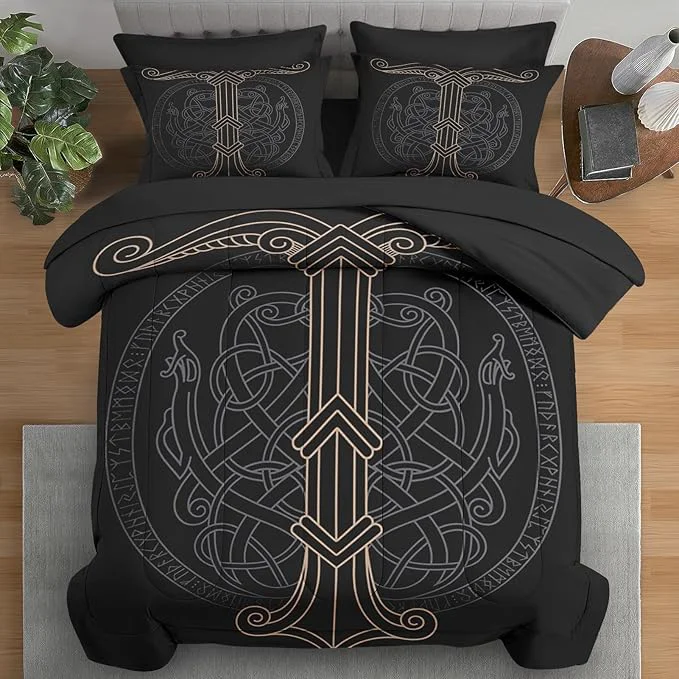 Genuine Comforter Set Twin Size Tree Viking Norse 5 Pcs Bedding for Kids and Adults Dragon Medieval Gothic Bed Sheet Sets with Fitted Sheet Pillowcases amp Shams for Bedroom Bed Decor Pure
