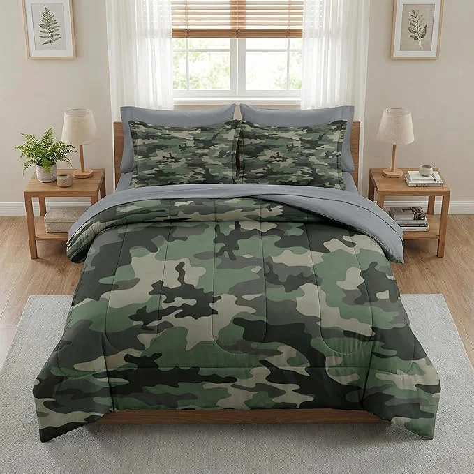 Genuine Comforter Set King Size Camo Army Camouflage 7 Pcs Bedding for Kids and Adults Military Bed Sheet Sets with Fitted Sheet 2 Pillowcase amp 2 Sham for Bedroom Bed Decor Smart