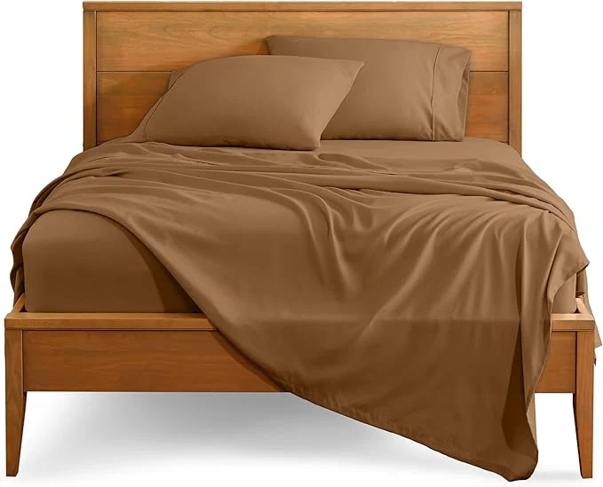 Long-Lasting Bare Home Queen Sheet Set - 1800 Ultra-Soft Microfiber Queen Bed Sheets - Double Brushed - Deep Pockets - Easy Fit - 4 Piece Set - Bedding Sheets amp Pillowcases Queen Caramel Innovative