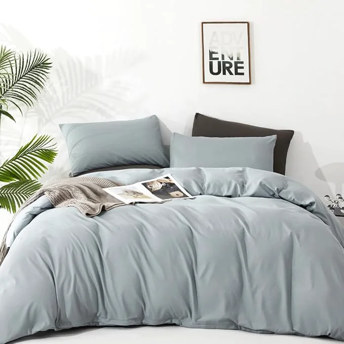 Carefully Designed CLOTHKNOW Blue California King Comforter Set Light Blue Bedding Comforter Sets Solid Color Soft Comforter with 2 x Pillow Cases Original
