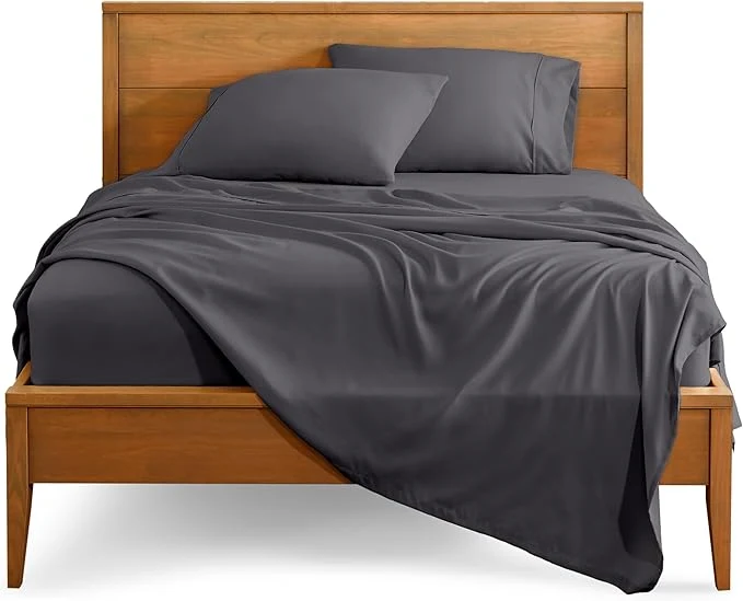Contemporary Bare Home Queen Sheet Set - 1800 Ultra-Soft Microfiber Queen Bed Sheets - Double Brushed - Deep Pockets - Easy Fit - 4 Piece Set - Bedding Sheets amp Pillowcases Queen Forged Iron Grey Elite