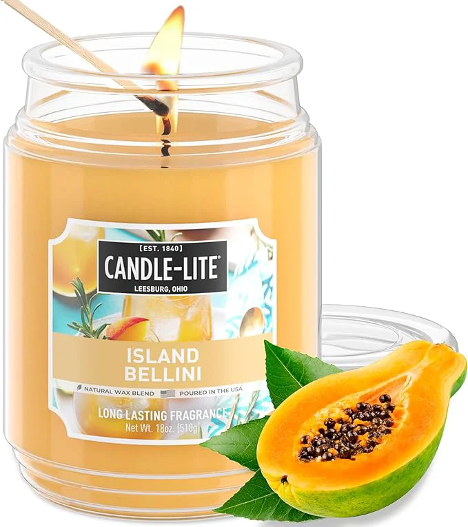 Artisan Candle-lite Scented Candles Island Bellini 18 oz Jar Proudly Poured in The Fine Crafted