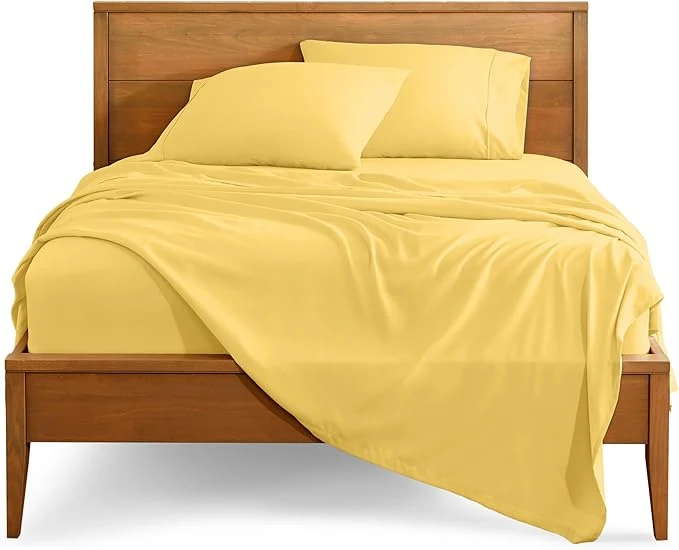 Modern Bare Home Twin XL Sheet Set - 1800 Ultra-Soft Microfiber Twin Extra Long Bed Sheets - Double Brushed - Deep Pockets - Easy Fit - 3 Piece Set - Bedding Sheets amp Pillowcases Twin XL Lemon Drop Pure