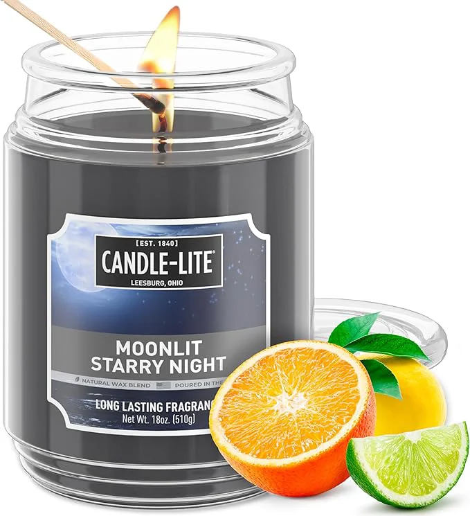 Unique Candle-lite Scented Candles Moonlight Starry Night 18 oz Jar Proudly Poured Fashionable