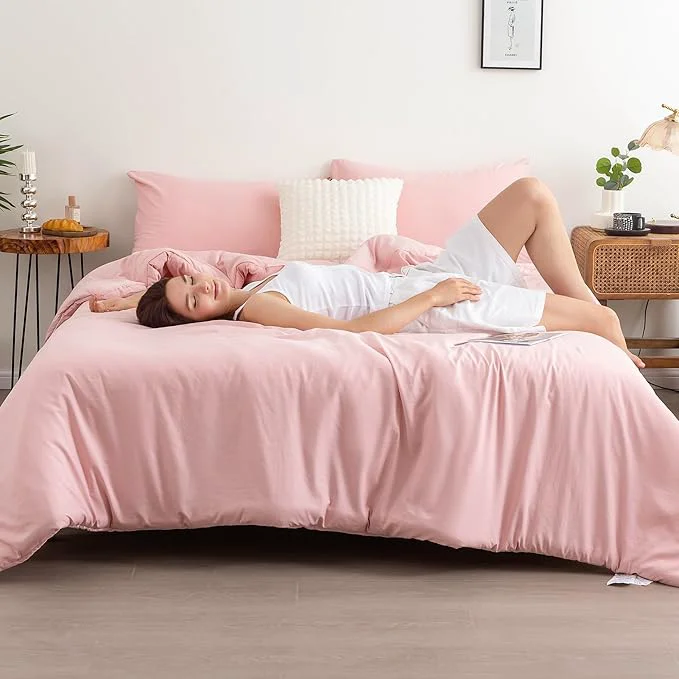 Specialty COTTEBED Light Pink Twin XL Comforter Set for College Girls Ultra-Soft Lightweight Washed Cotton Twin Bedding Comforter Sets for Kids Women Student School Dorm All Season Use Blush Pink Twin Twin XL Luxury
