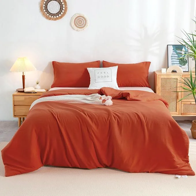 Reusable COTTEBED Pumpkin Orange Comforters Set King Size Bed Ultra-Soft Cal California King Bedding Blanket Prime Down Eastern Modern Solid Lightweight for All Season Bright Orange Healthy
