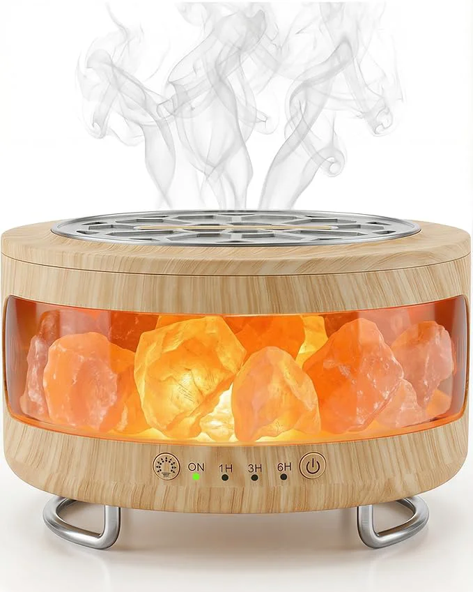 Stylish Essential Oil Diffuser with Himalayan Salt Lamp 350ml Ultrasonic Aromatherapy Quality
