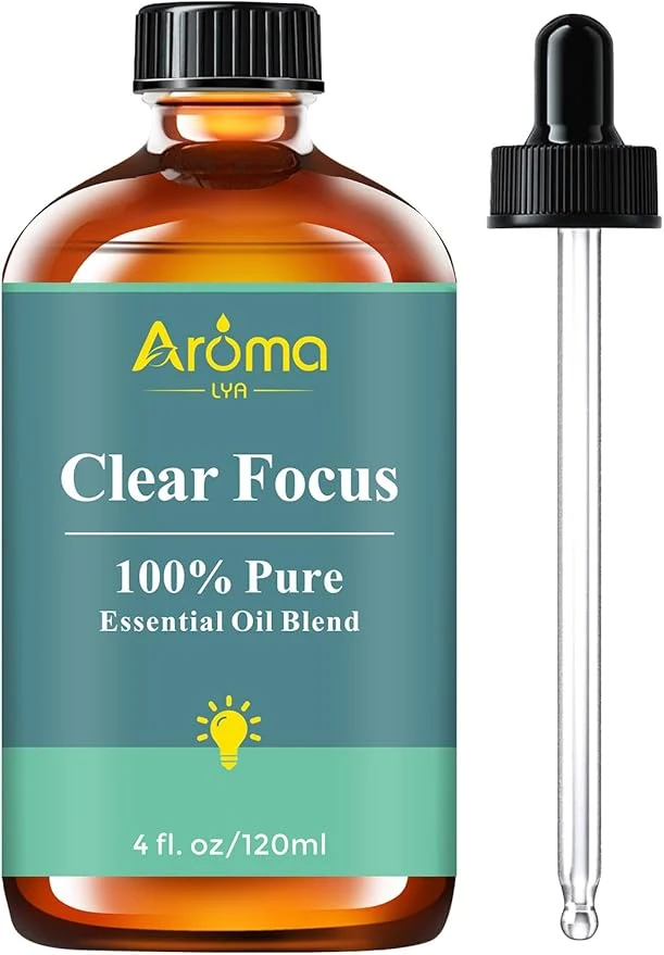 Long-Lasting Clear Focus — A Pure Essential Oil Blend Cool-Citrus Herbal Blend that Soft