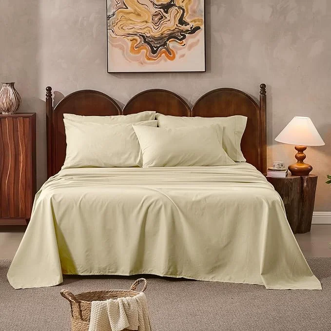 Quality Linen Sheets Queen Size Breathable amp Durable 4-Piece Bed Flax Sheet Set Soft All-Season Bedding for Hot Sleepers 16 quot Deep Pocket Oeko-TEX （Queen Brown Taupe） Premium