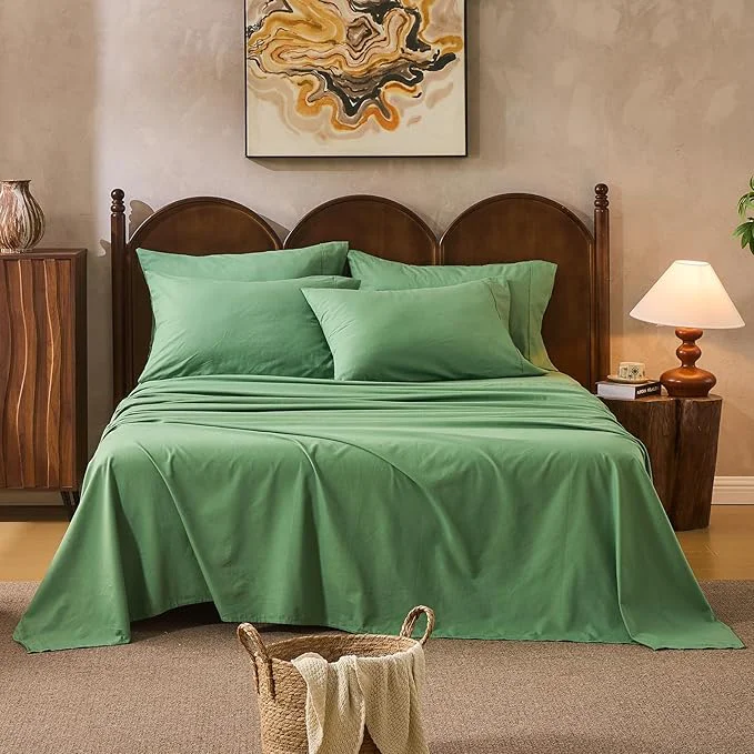 First-Class Linen Sheets California King Size Breathable amp Durable 4-Piece Bed Flax Sheet Set Soft All-Season Bedding for Hot Sleepers 16 quot Deep Pocket Oeko-TEX （Cal King Sage Green） User-Friendly