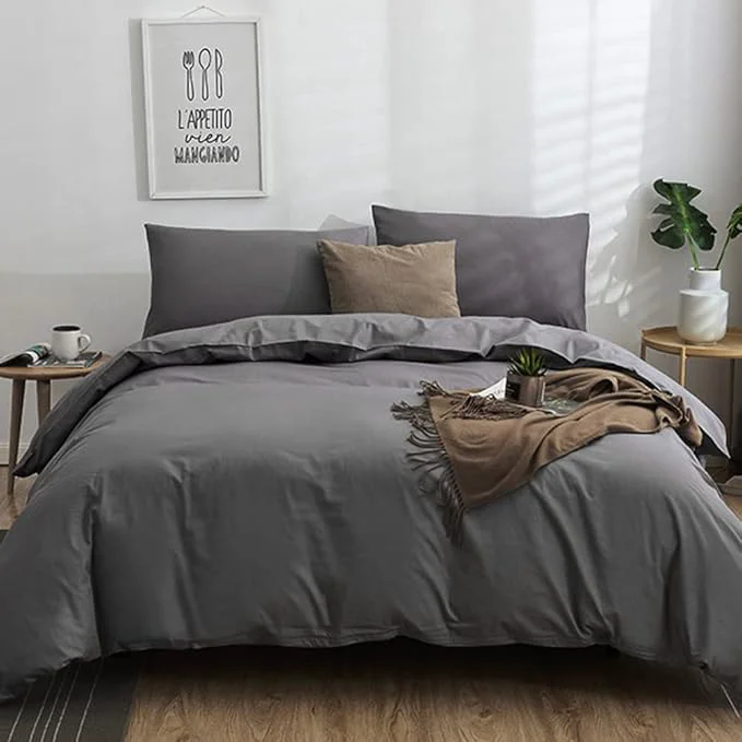 Prestigious CLOTHKNOW Dark Grey Comforter Set California King Gray Bedding Comforter Sets Soft Grey Comforter Men Women Comforter with 2 x Pillow Cases Unique