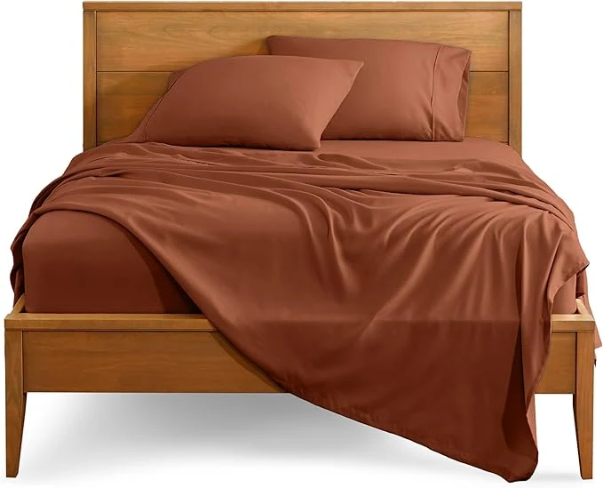 Functional Bare Home Full Sheet Set - 1800 Ultra-Soft Microfiber Full Bed Sheets - Double Brushed - Deep Pockets - Easy Fit - 4 Piece Set - Bedding Sheets amp Pillowcases Full Terracotta Clean