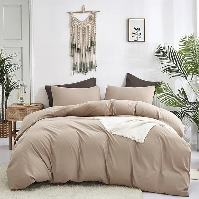 Sustainable CLOTHKNOW Khaki Comforter Sets Twin Twin XL 3Pcs Champange Bedding Comforter Sets Light Brown Twin Comforter Soft Tan Comforter Sets Solid
