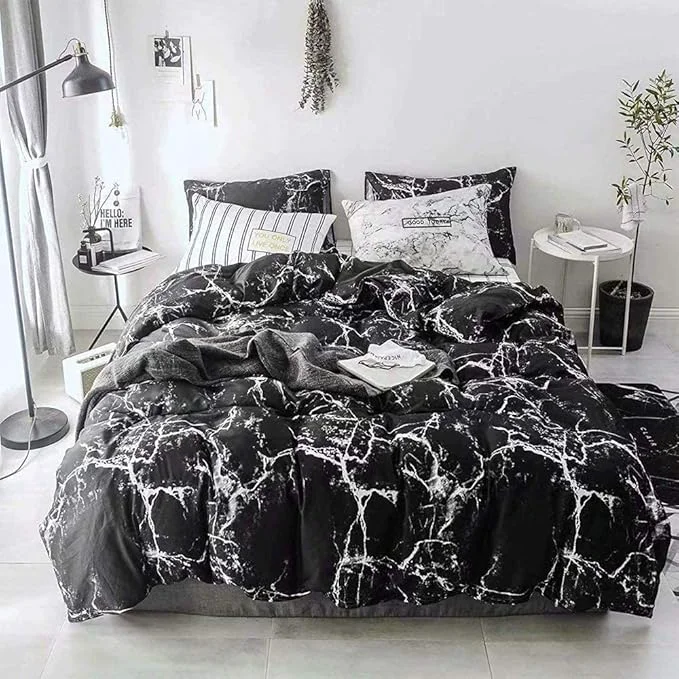 Clean CLOTHKNOW Black White Comforter Set Twin Twin XL Black Marble Bedding Comforter Sets Black Comforter Abstract Bedding Soft Quilt Set Natural