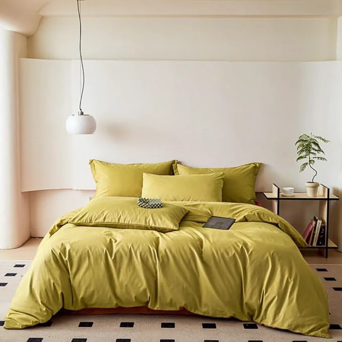 Eco-Friendly CLOTHKNOW Moss Green Queen Comforter Set Chartreuse Bedding Comforter Sets Green Yellow Queen Comforter Yellownish Green Comforter with 2 x Pillow Cases Enhanced