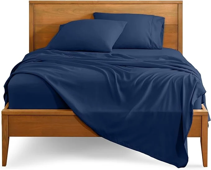 Artisan Bare Home Full Sheet Set - 1800 Ultra-Soft Microfiber Full Bed Sheets - Double Brushed - Deep Pockets - Easy Fit - 4 Piece Set - Bedding Sheets amp Pillowcases Full Dark Blue Sustainable