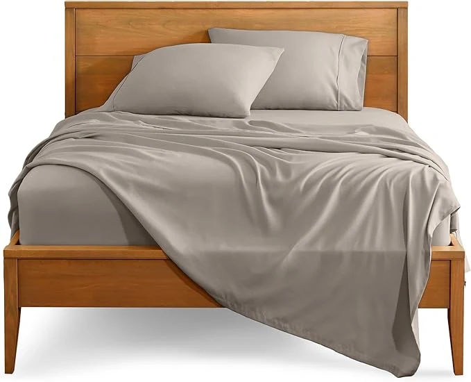 Relaxed Bare Home Queen Sheet Set - 1800 Ultra-Soft Microfiber Queen Bed Sheets - Double Brushed - Deep Pockets - Easy Fit - 4 Piece Set - Bedding Sheets amp Pillowcases Queen Khaki Fine
